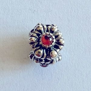 Retired Pandora Silver Floral January Birthstone Charm